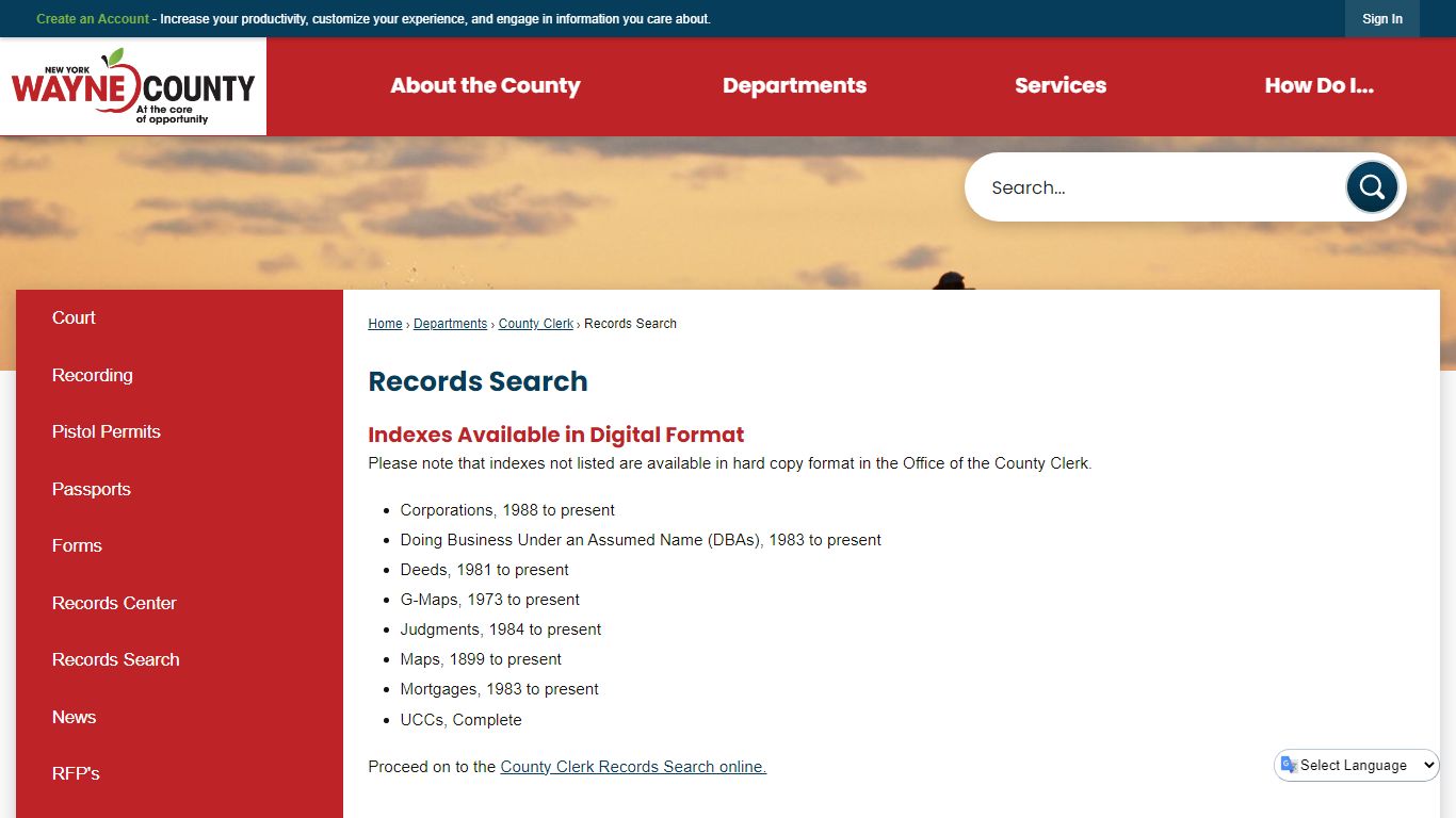 Records Search | Wayne County, NY